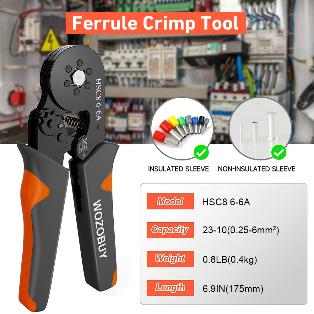 WOZOBUYDIY Ferrule Crimping Tool Kit Ratchet Wire Stripper Crimpers