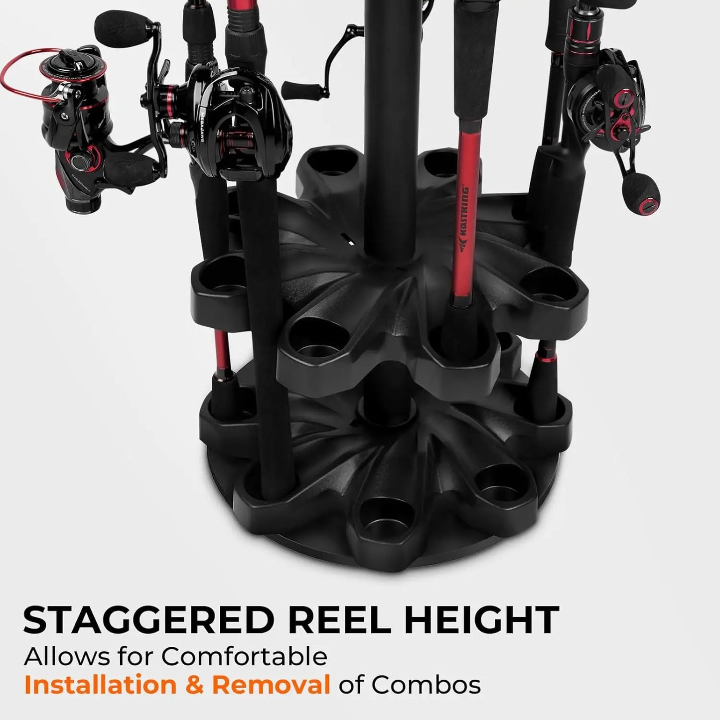 Rotating Fishing Rod Holder Garage Organizer 16 Rods Durable ABS