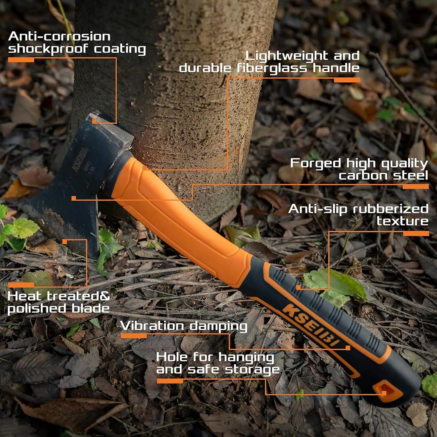 Outdoor Camp Hatchet With Forged Steel Blade And Anti Slip Handle