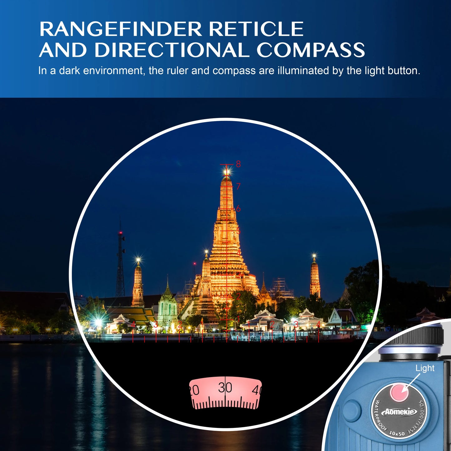 Marine Waterproof Binoculars With Illuminated Rangefinder and Compass