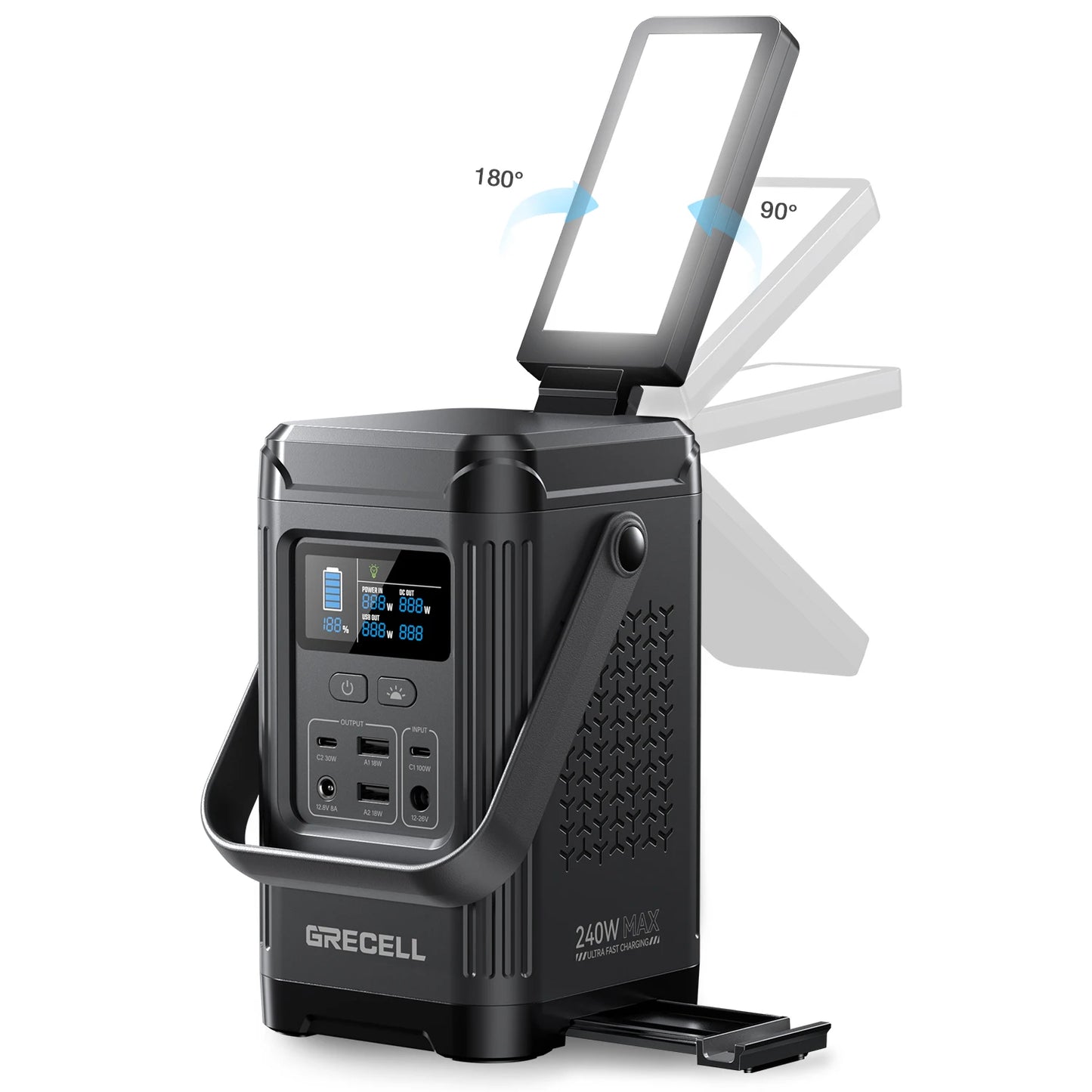 EBL GRECELL 240W Portable Power Station LiFePO4 Solar Generator