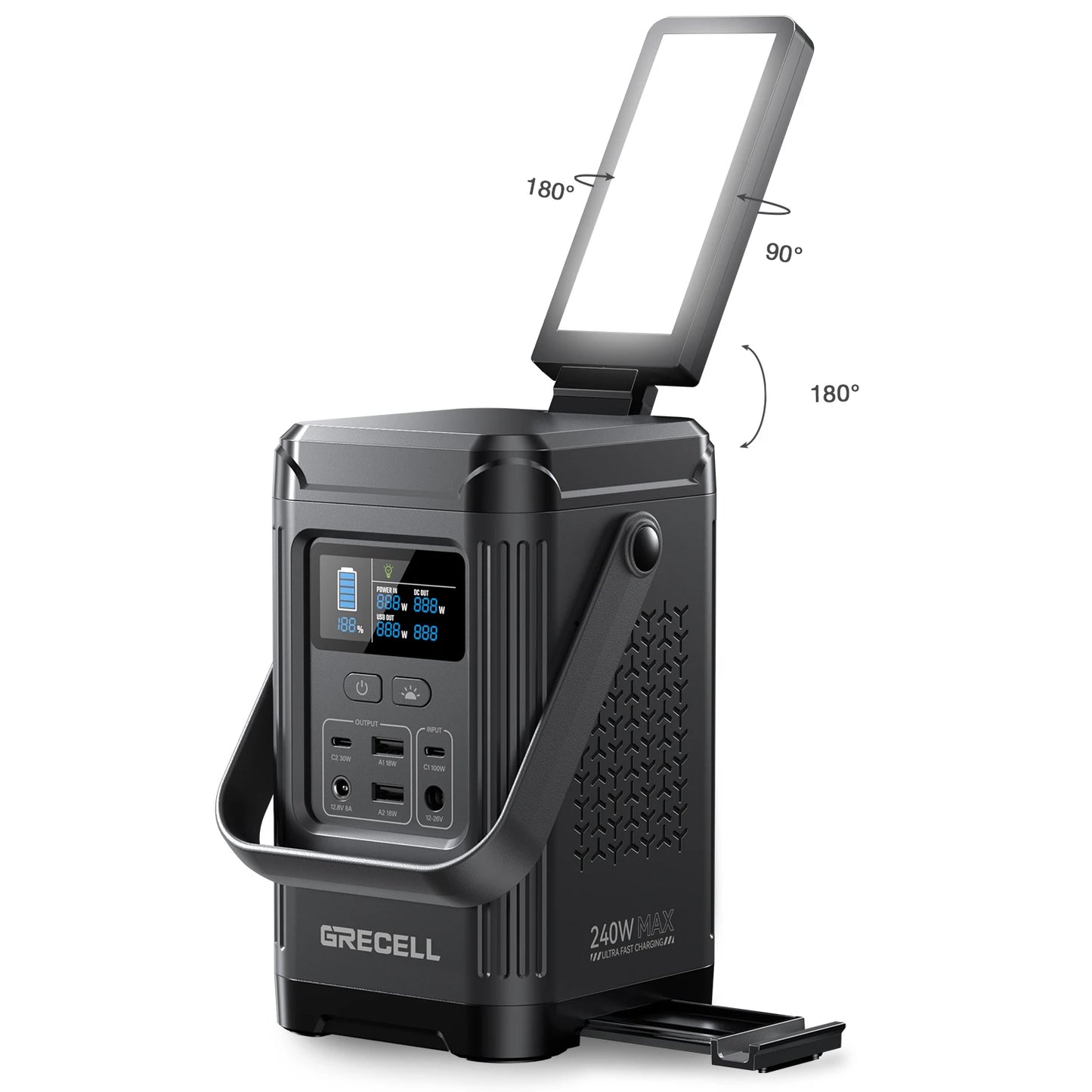 EBL GRECELL 240W Portable Power Station LiFePO4 Solar Generator