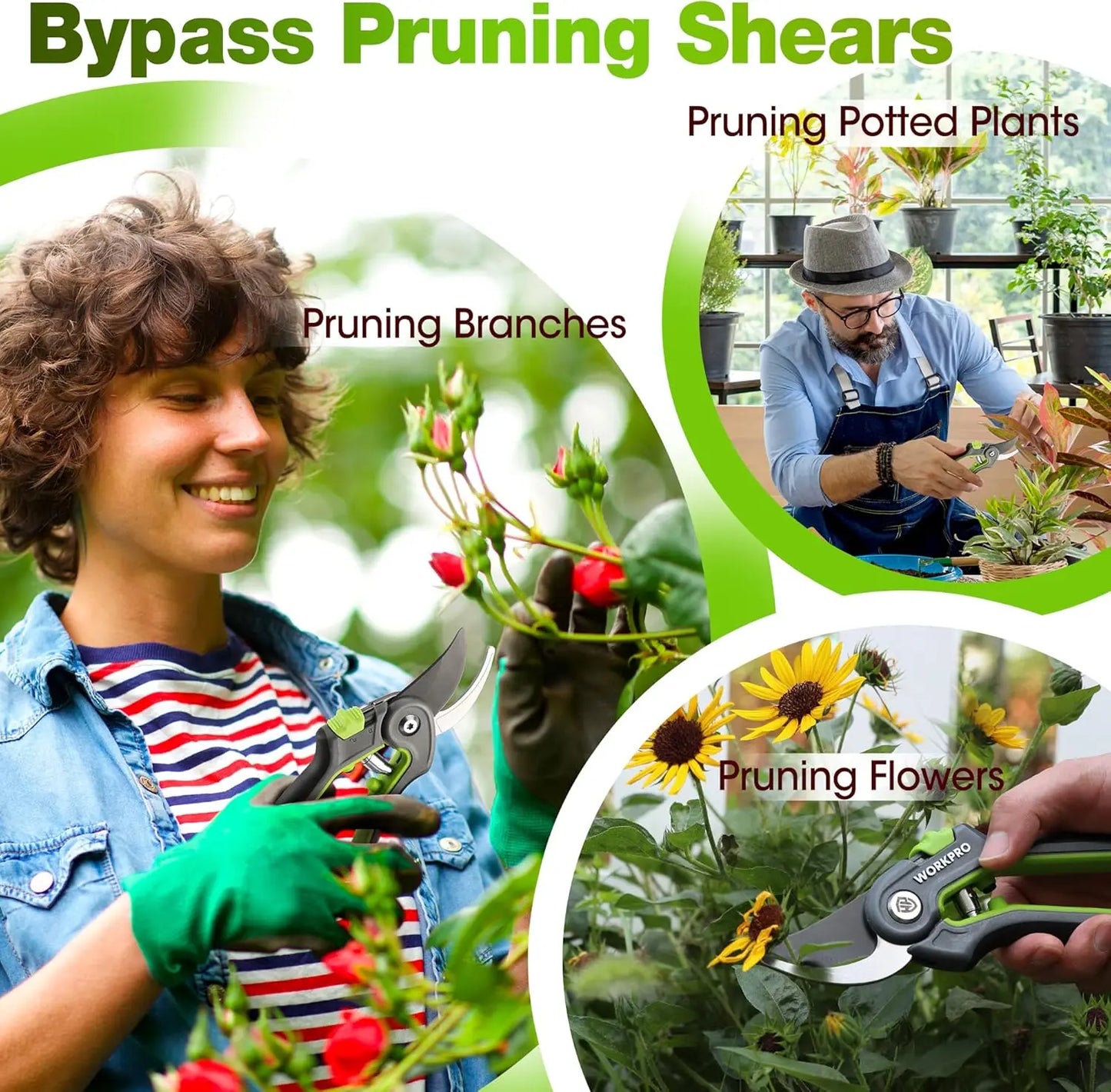 Premium Garden Pruning Shears 2 Pack Bypass And Straight Scissors