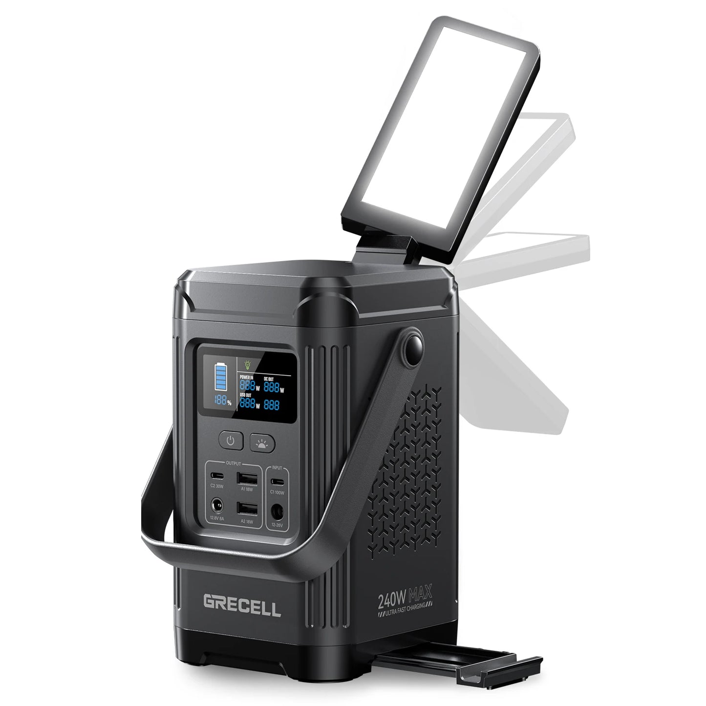 EBL GRECELL 240W Portable Power Station LiFePO4 Solar Generator