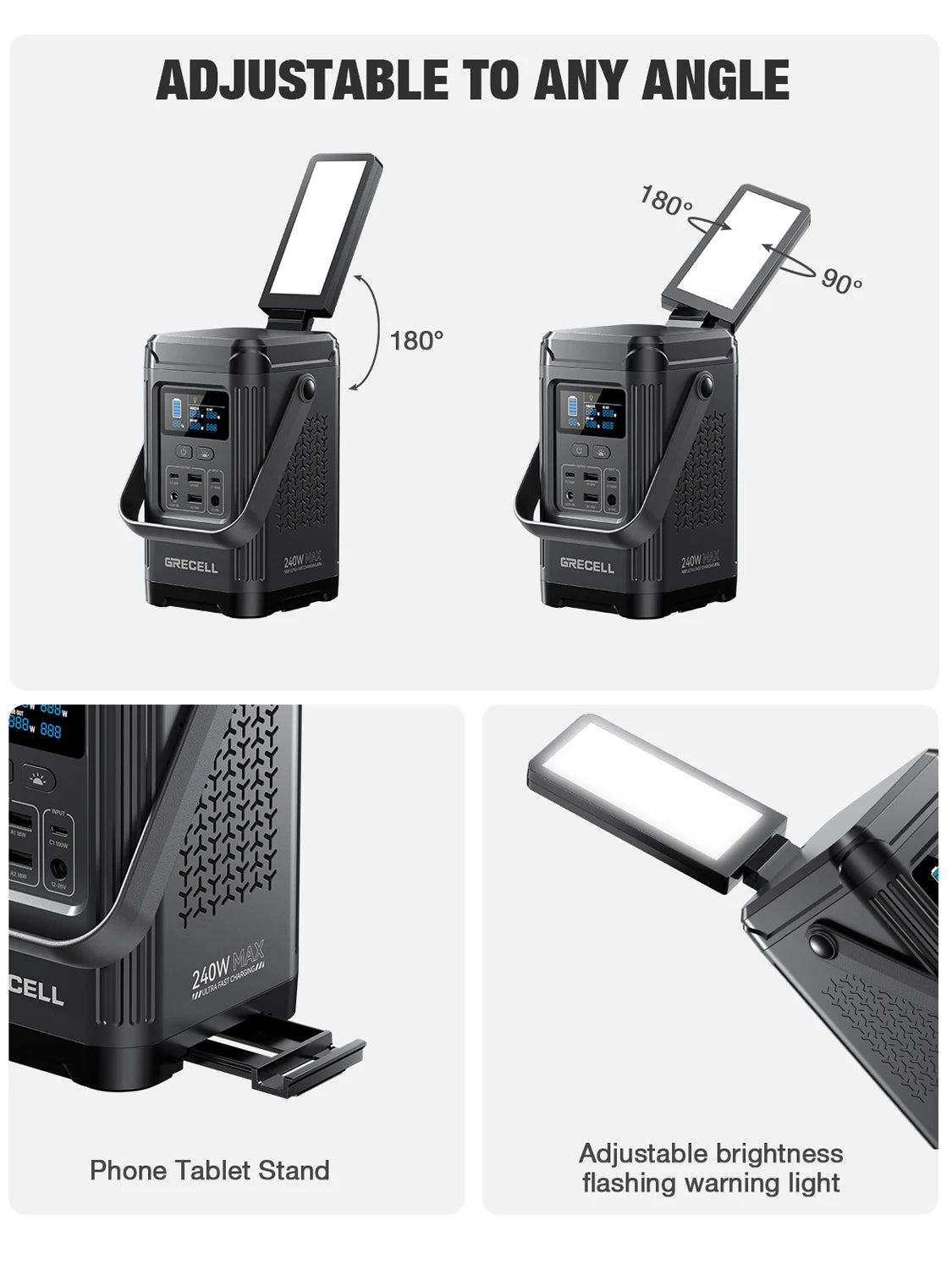 EBL GRECELL 240W Portable Power Station LiFePO4 Solar Generator