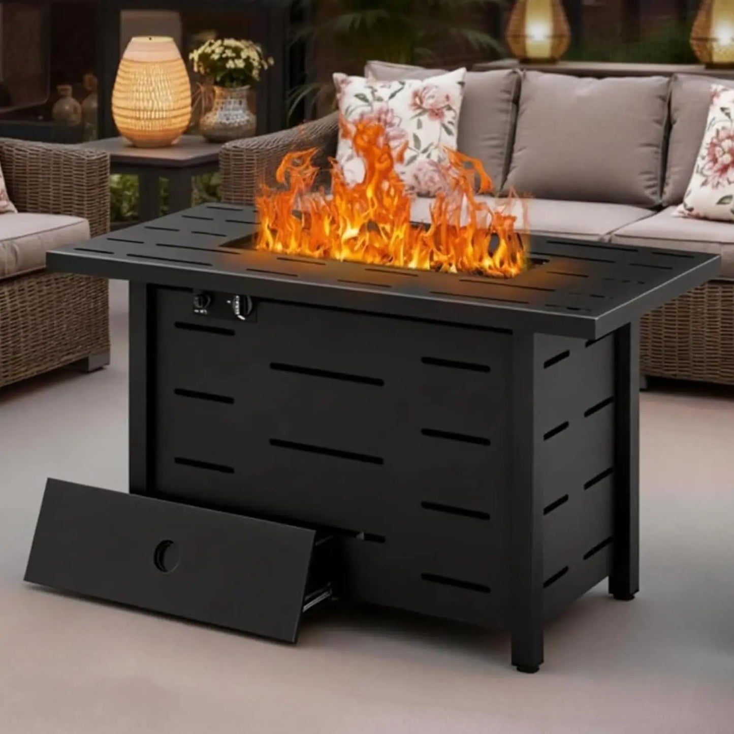 Propane Fire Pit Table Stainless Steel Outdoor Patio 50000 BTU