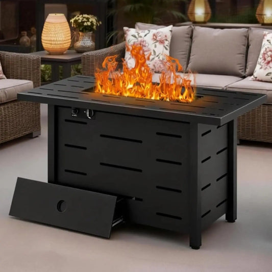 Propane Fire Pit Table Stainless Steel Outdoor Patio 50000 BTU