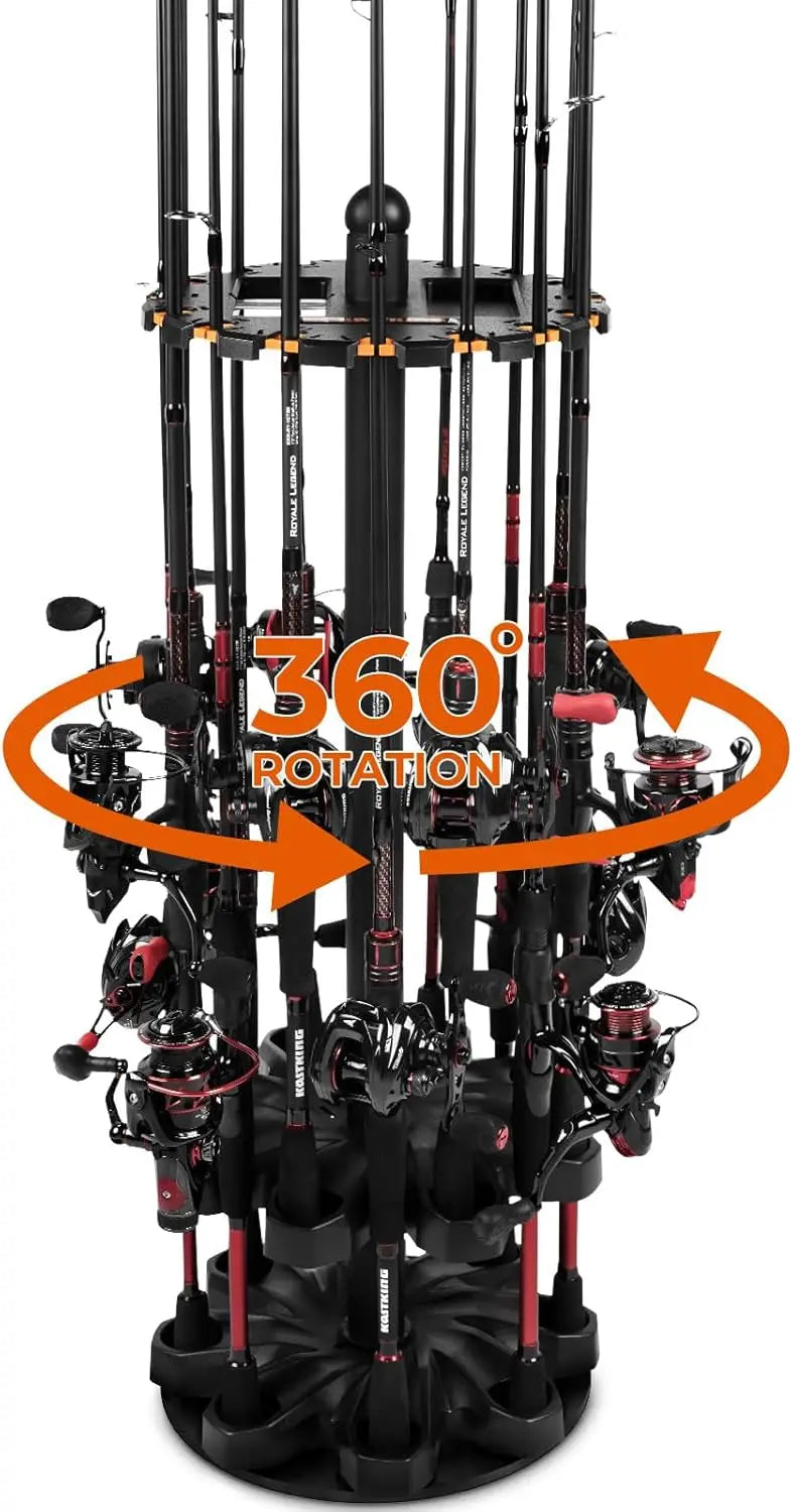 Rotating Fishing Rod Holder Garage Organizer 16 Rods Durable ABS