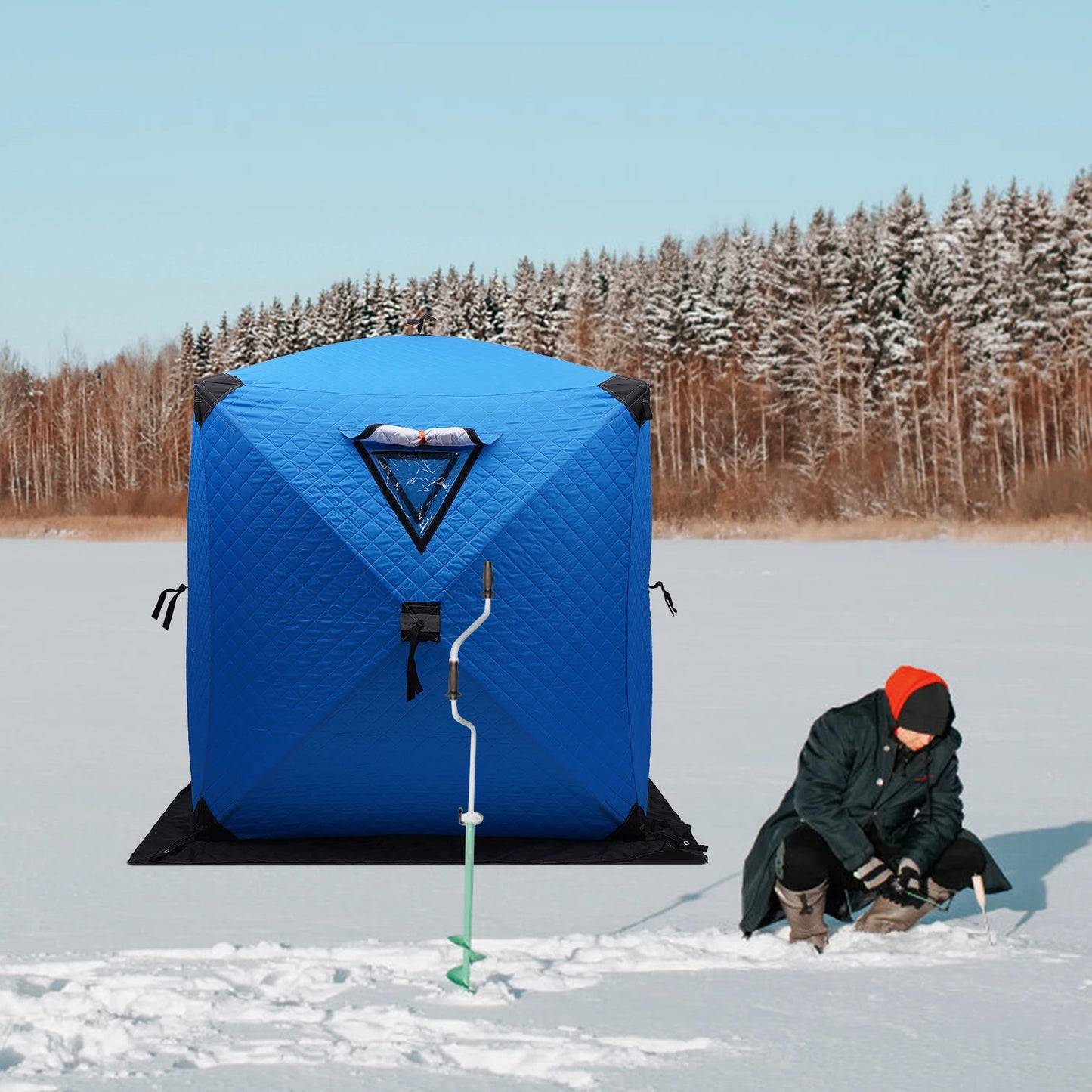 Ice Fishing Insulated Tent 1-2 Person Shelter Portable Windproof Camping Storage