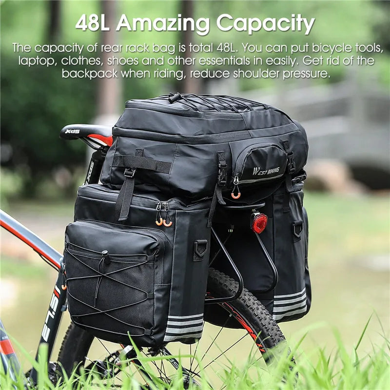 Rear Seat Bicycle Bag Waterproof Pannier Storage Organizer