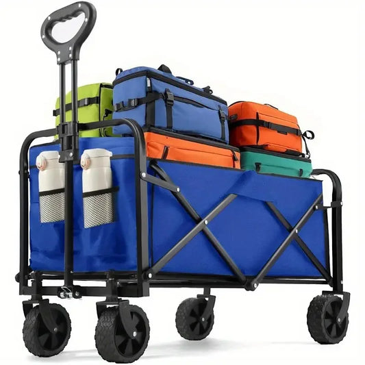 Heavy Duty Foldable Wagon Cart For Groceries And Beach With All Terrain Wheels