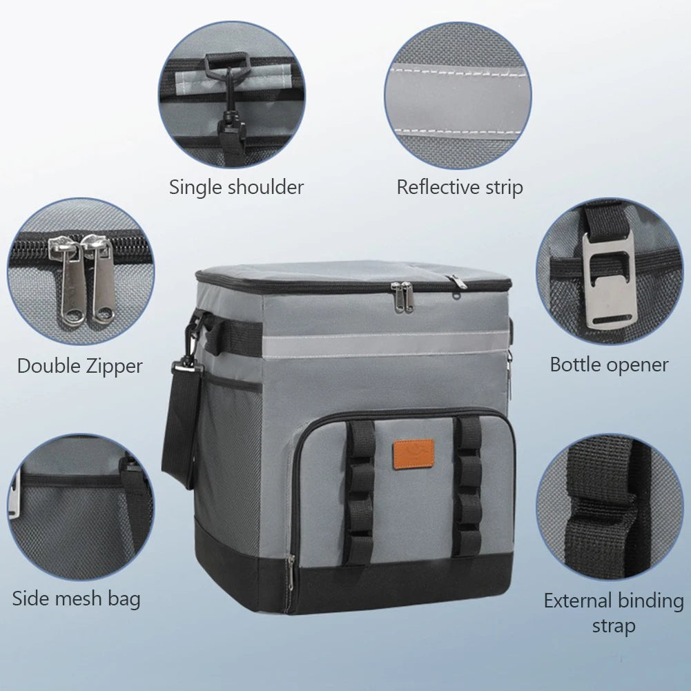 Insulated Rolling Cooler Bag For Outdoor Picnics And Barbecues