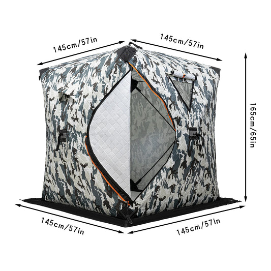 Ice Fishing Insulated Tent 1-2 Person Shelter Portable Windproof Camping Storage