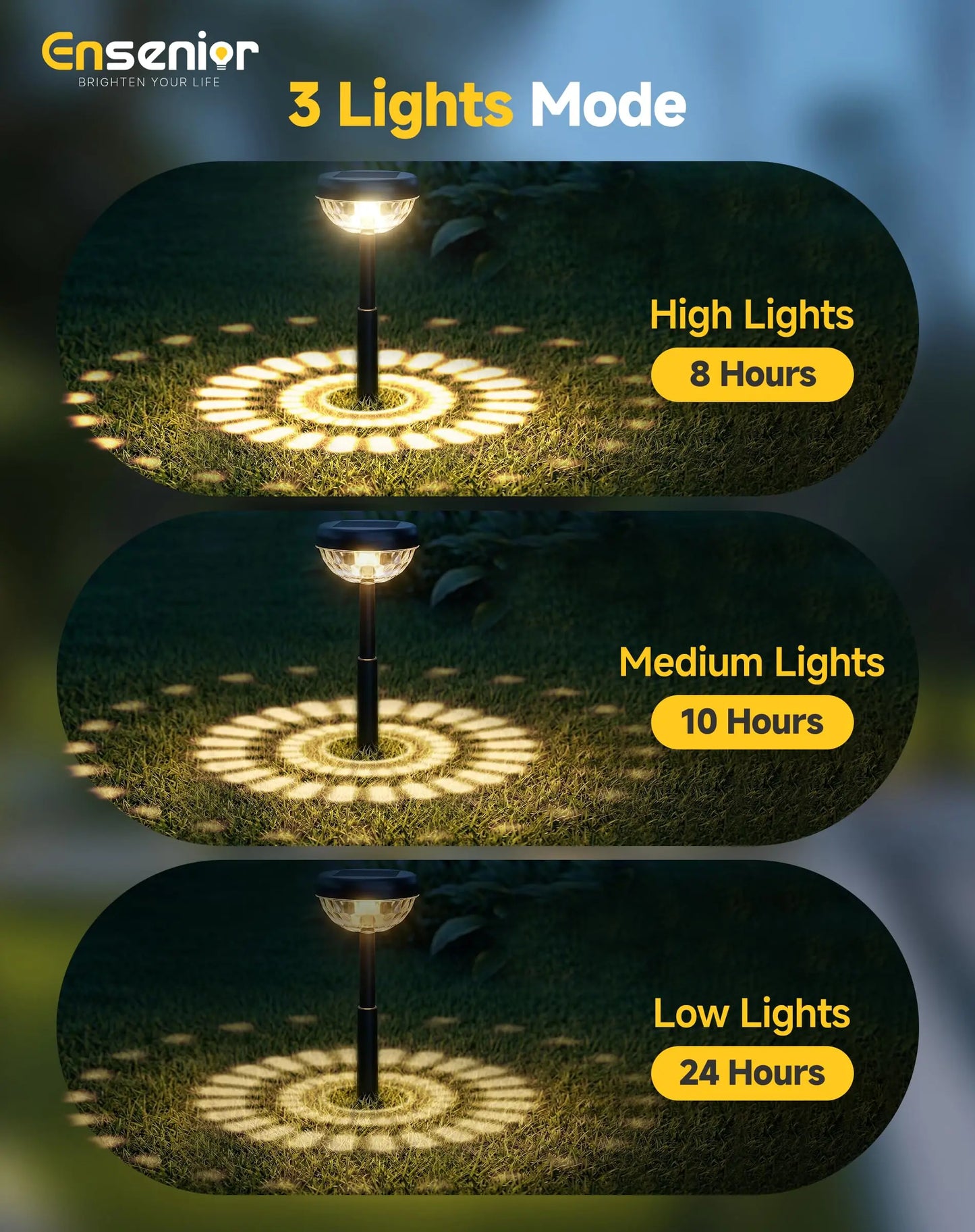 Solar Pathway Lights 8 Pack Adjustable Height LED IP65 Waterproof Outdoor