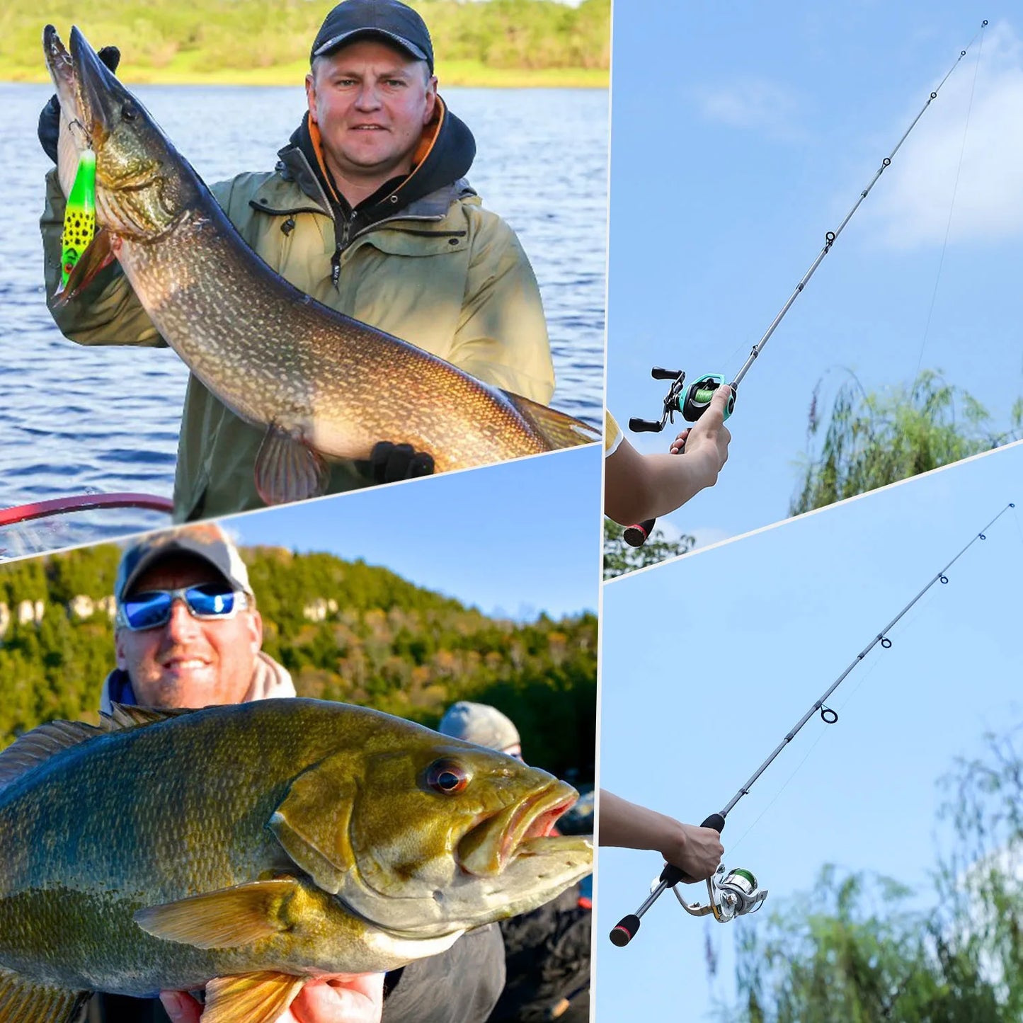 Sougayilang 5 Section Spinning Rod Ultralight Glass Fiber Travel Fishing