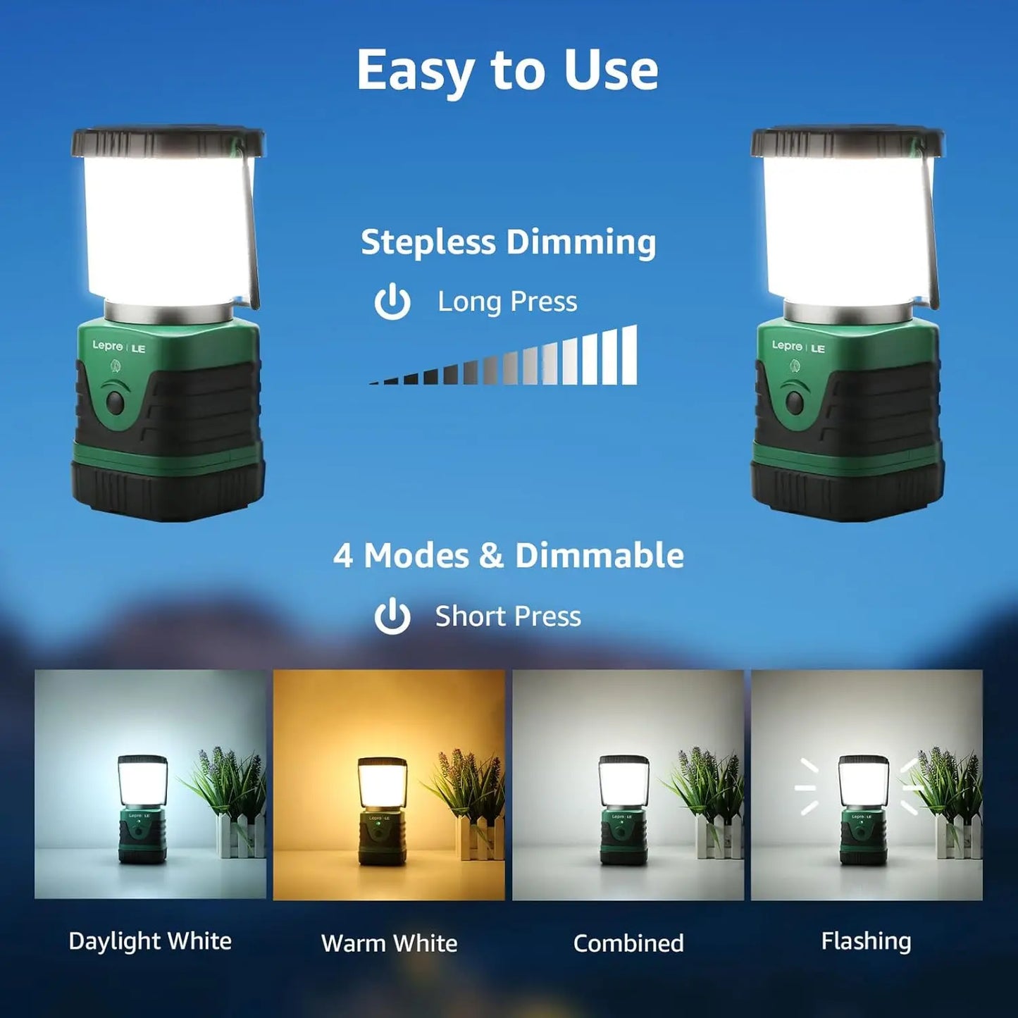 Rechargeable 1000LM LED Camping Lantern With 4400mAh Power Bank