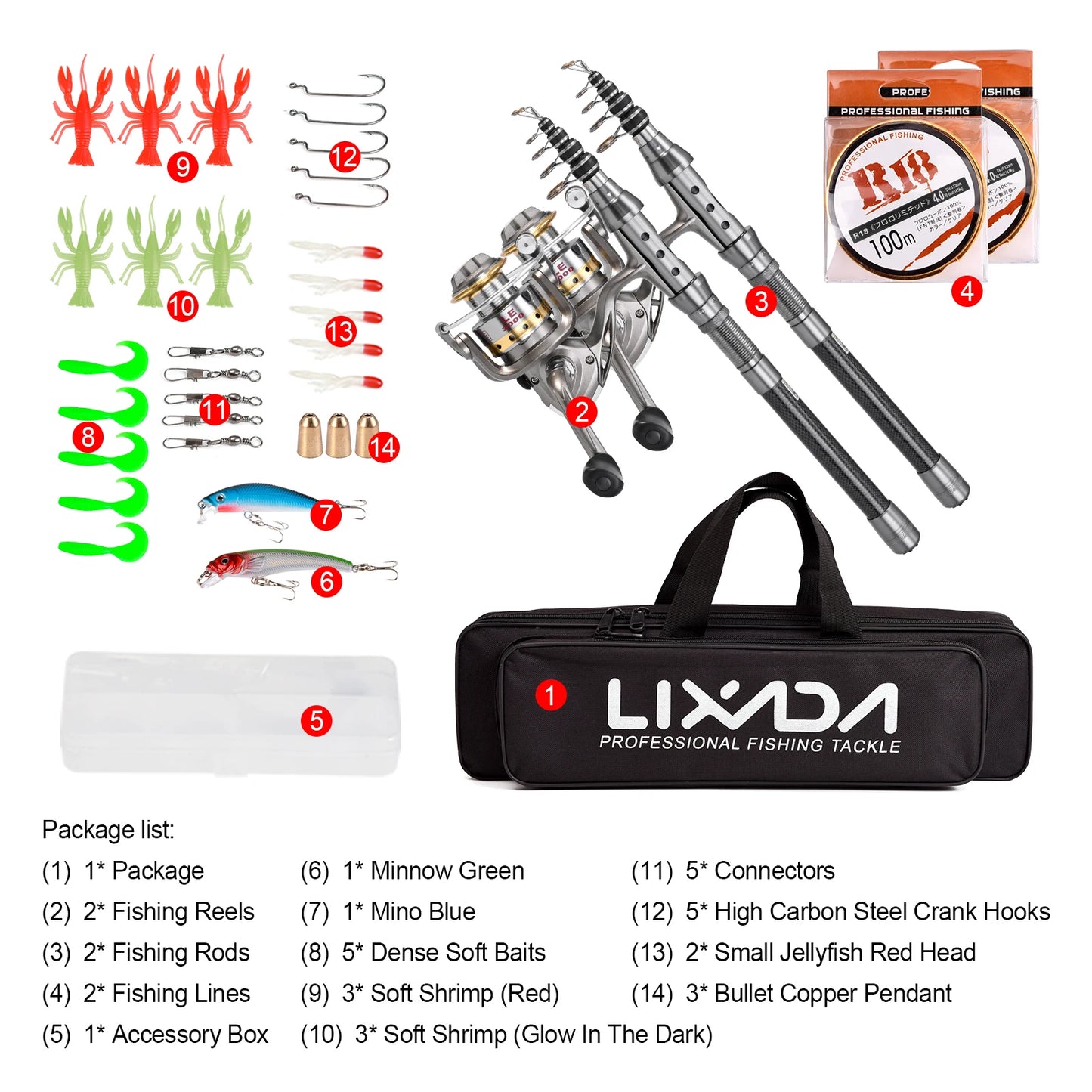 Telescopic Fishing Rod And Reel Combo Set Carbon Fiber Portable