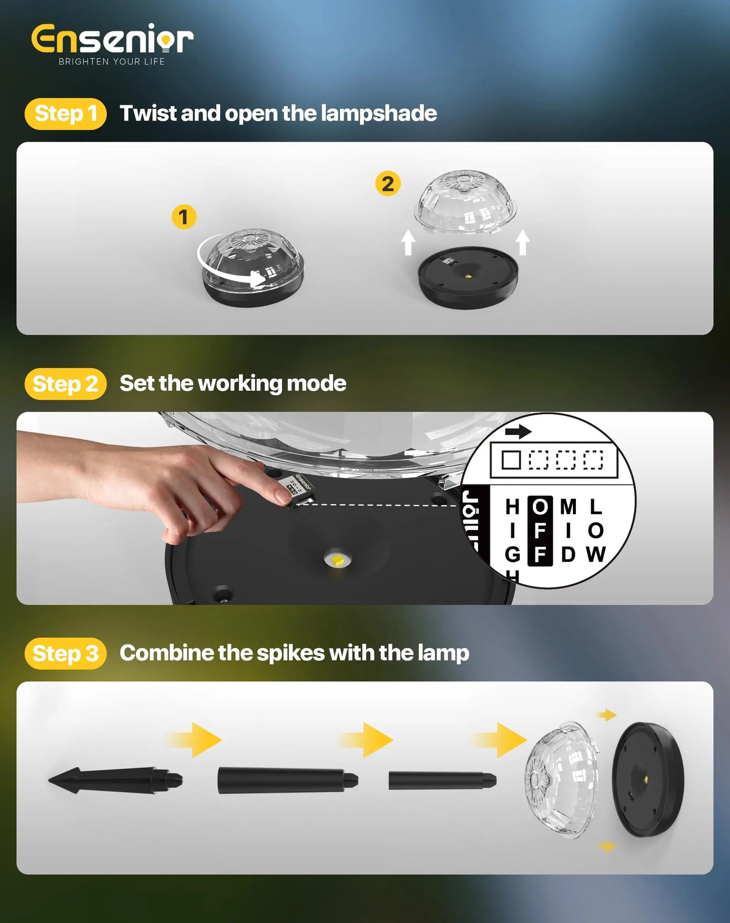 Solar Pathway Lights 8 Pack Adjustable Height LED IP65 Waterproof Outdoor