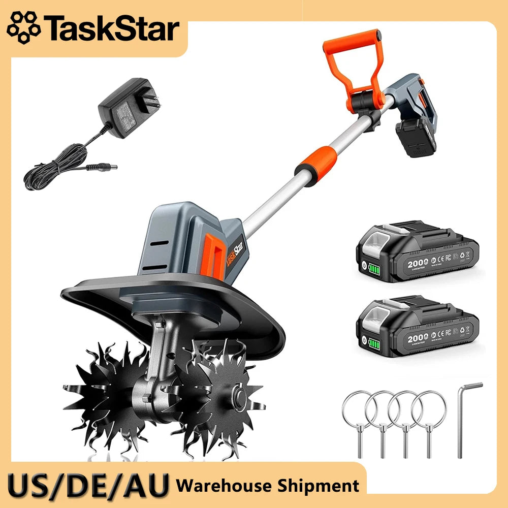TaskStar Electric Cultivator For Makita 18V Battery Powered Tiller