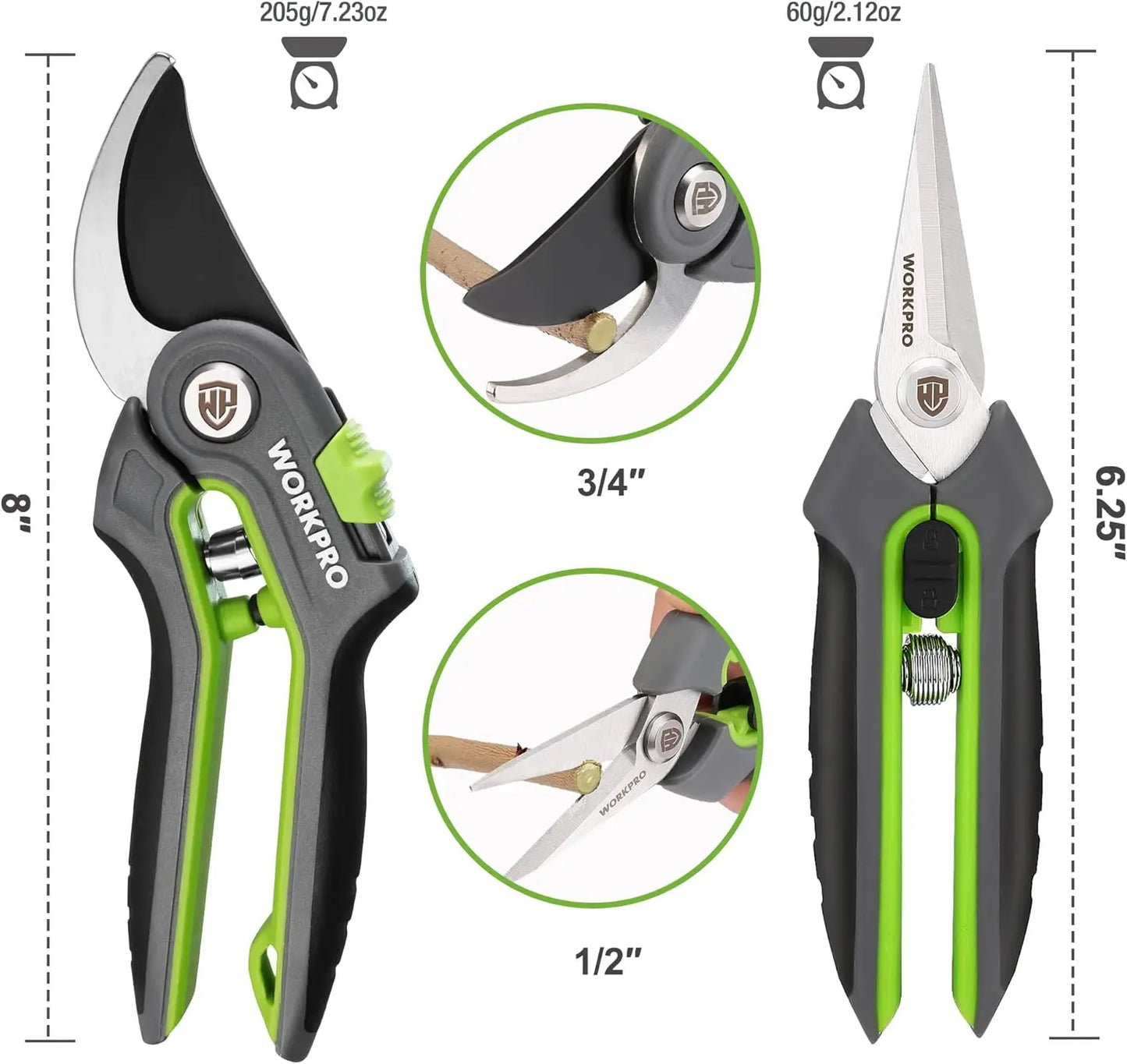 Premium Garden Pruning Shears 2 Pack Bypass And Straight Scissors