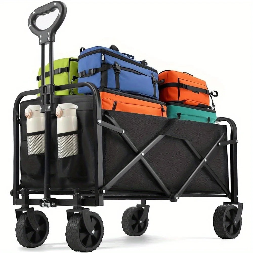 Heavy Duty Foldable Wagon Cart For Groceries And Beach With All Terrain Wheels