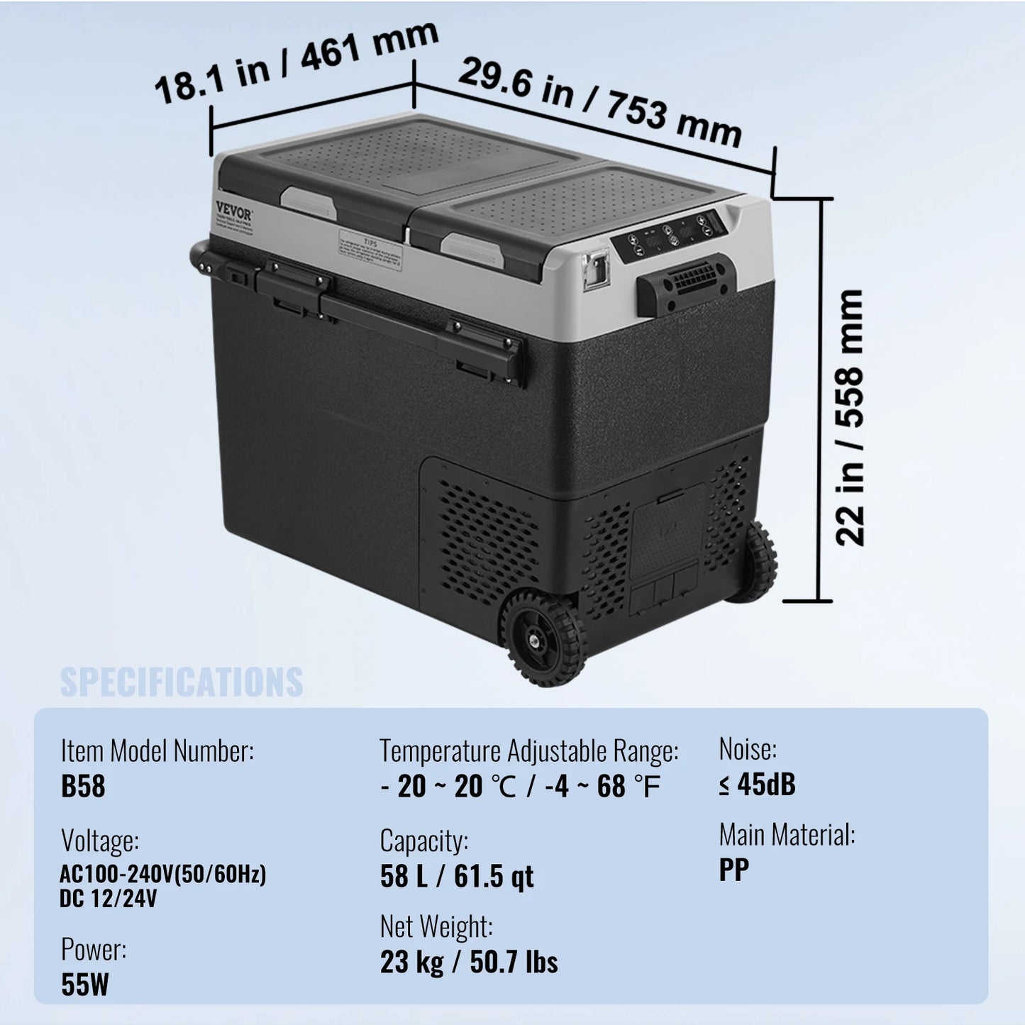 SucceBuy VEVOR Portable Car Refrigerator Dual Zone Fridge