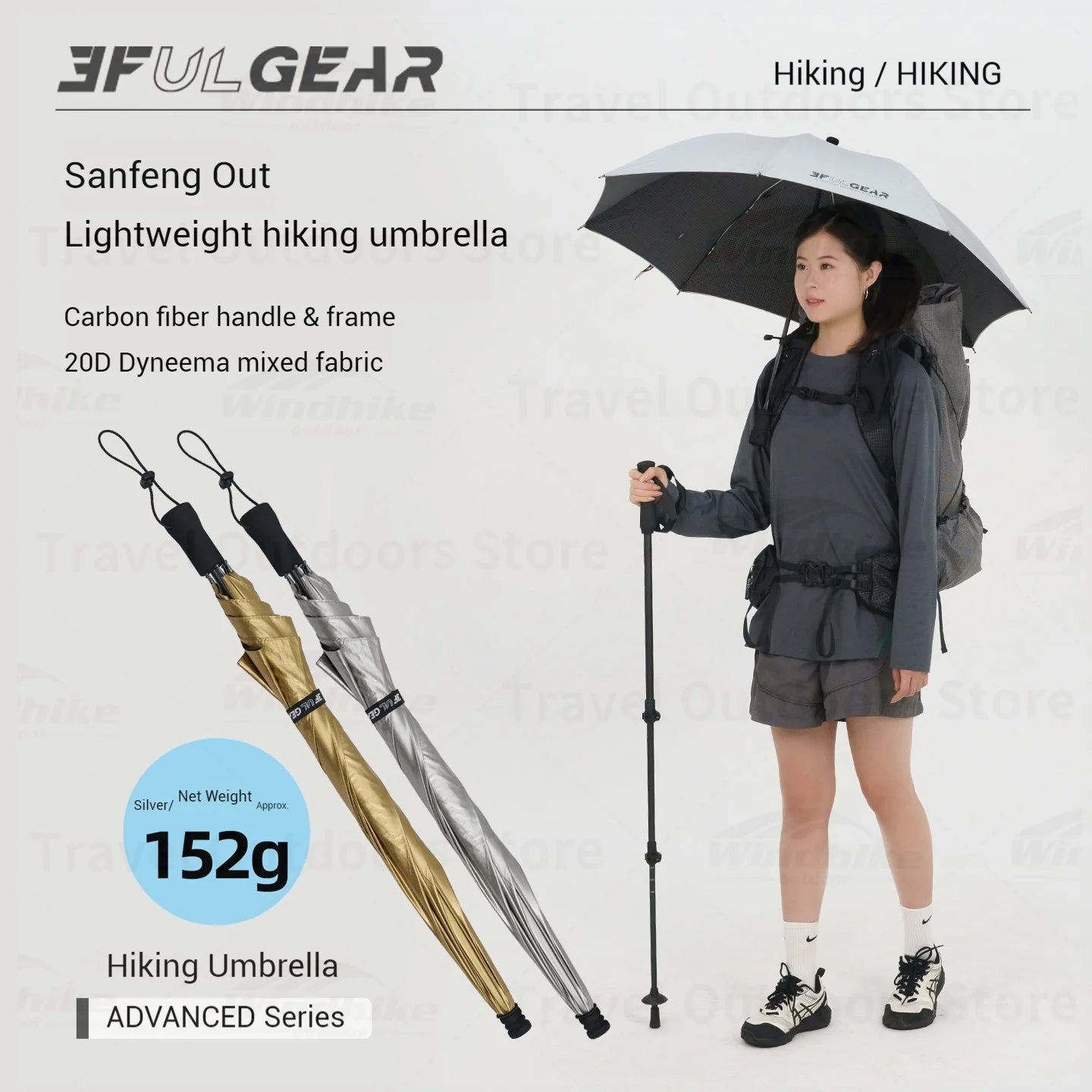 3F UL GEAR Ultralight Outdoor Hiking Umbrella Carbon Fiber Rainproof