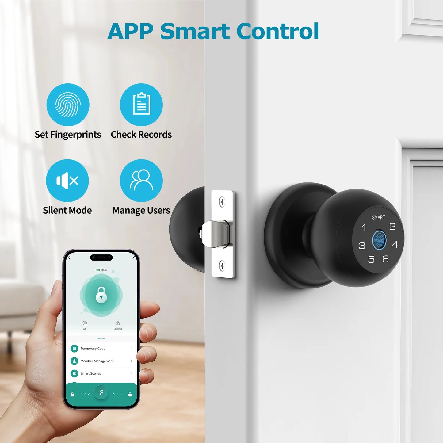 Viladepot Ball Shaped Smart Lock Fingerprint App Keypad