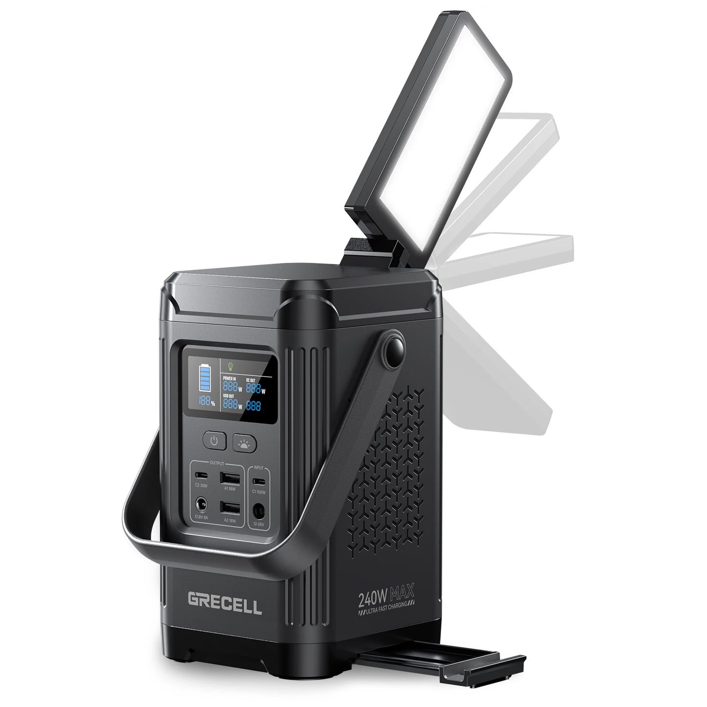 EBL GRECELL 240W Portable Power Station LiFePO4 Solar Generator