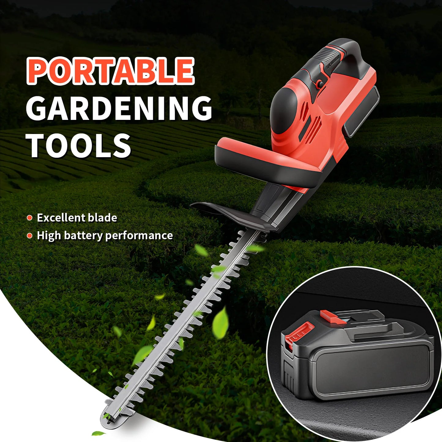 Cordless Hedge Trimmer With Battery Charger For Yard Garden Care