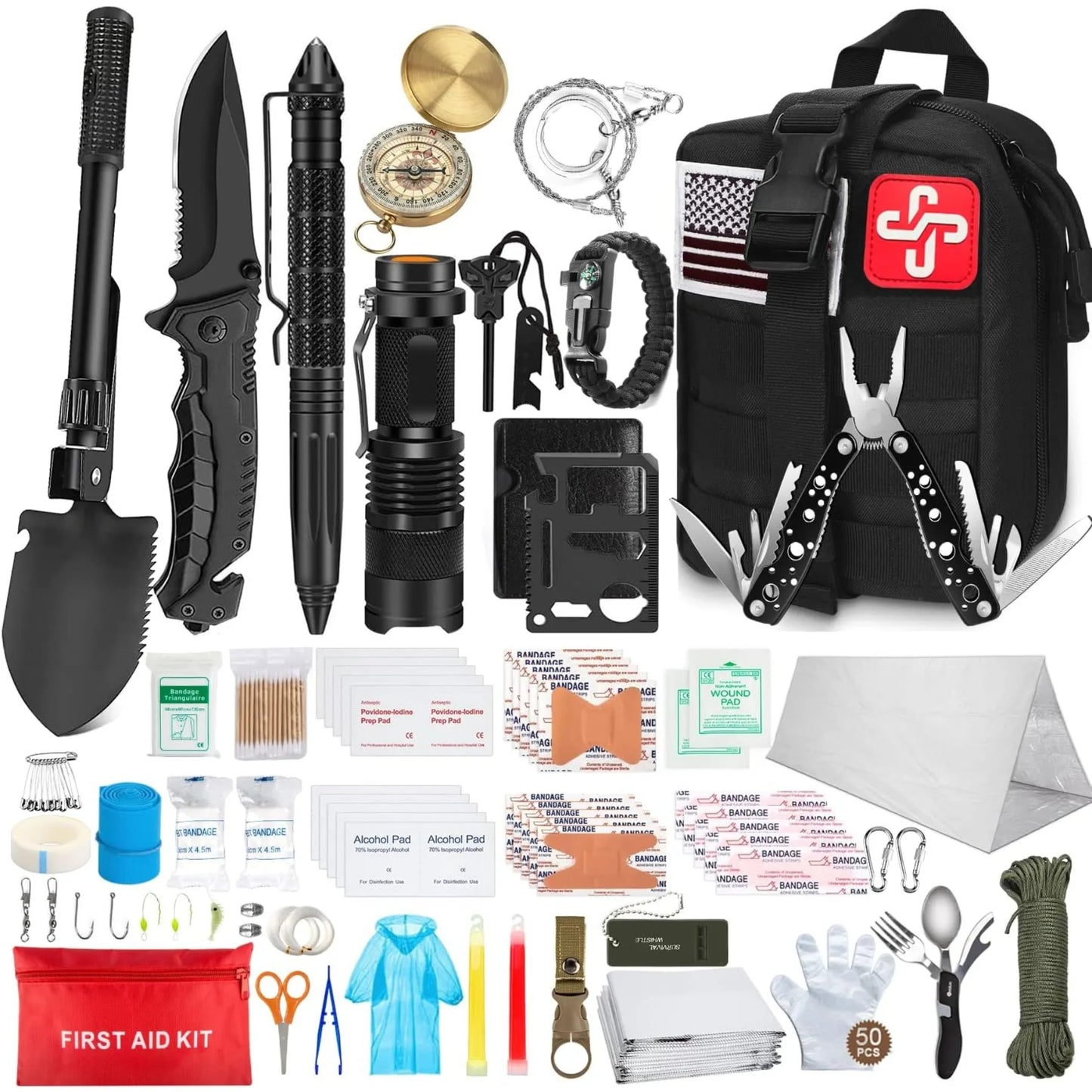 238 Piece Emergency Survival Kit With MOLLE Pouch And Tent