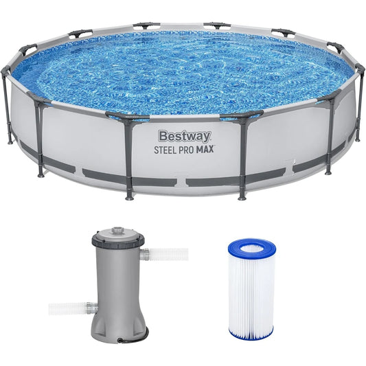 Above Ground Pool Metal Frame Set With Filter Pump