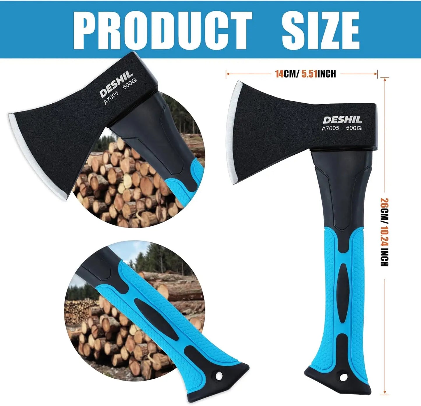 Outdoor Hatchet With Forged Carbon Steel Head And Anti Slip Fiberglass Handle