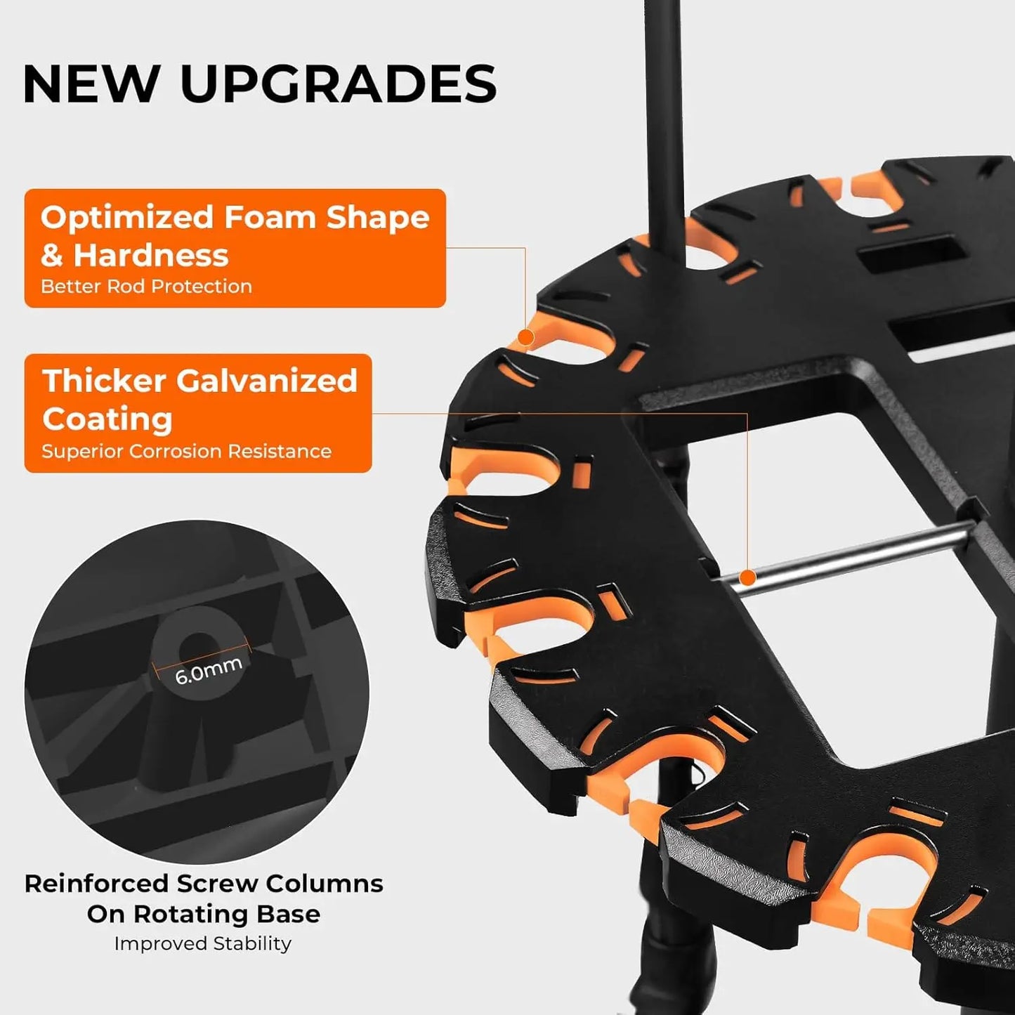 Rotating Fishing Rod Holder Garage Organizer 16 Rods Durable ABS