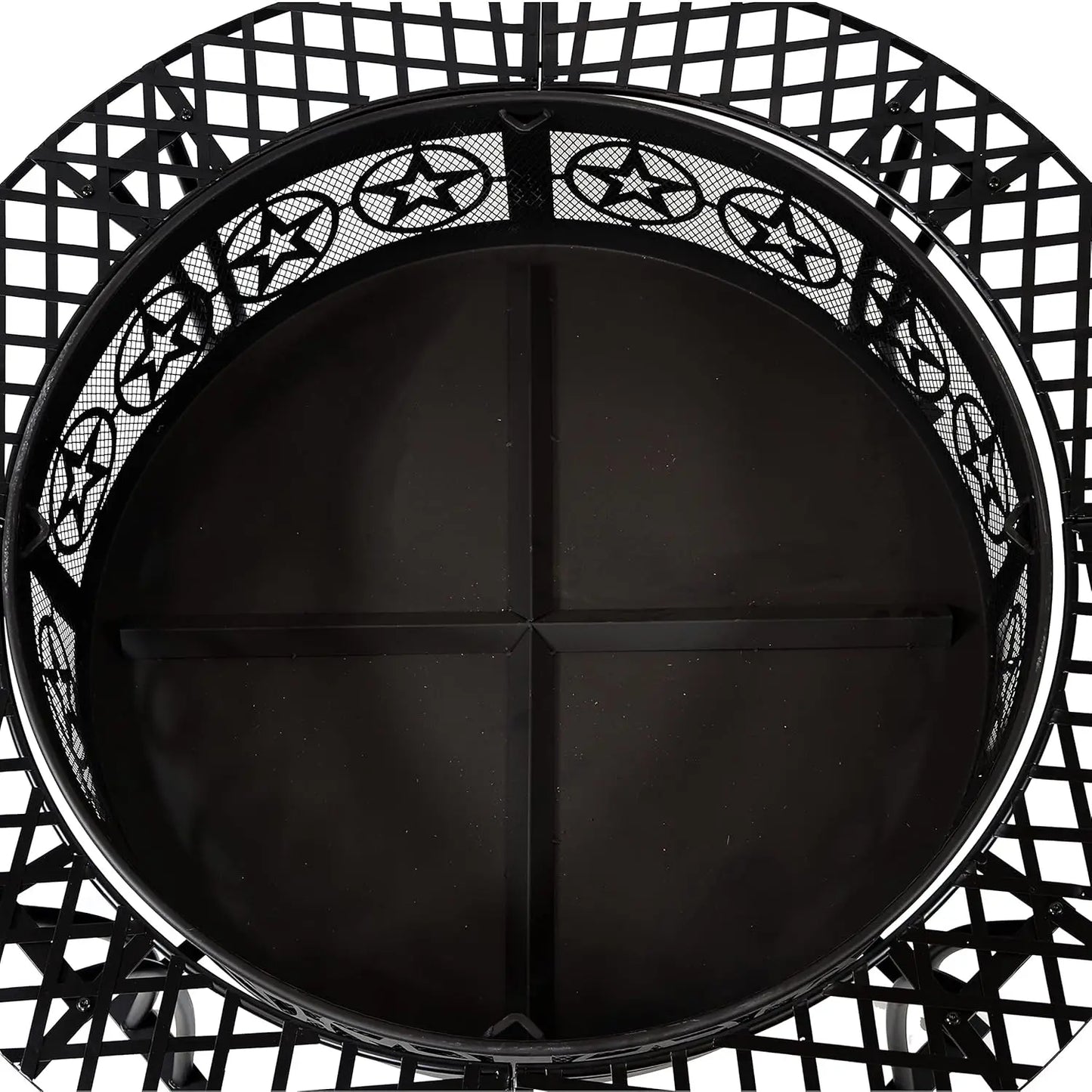Steel Fire Pit Table With Spark Screen And Poker Outdoor