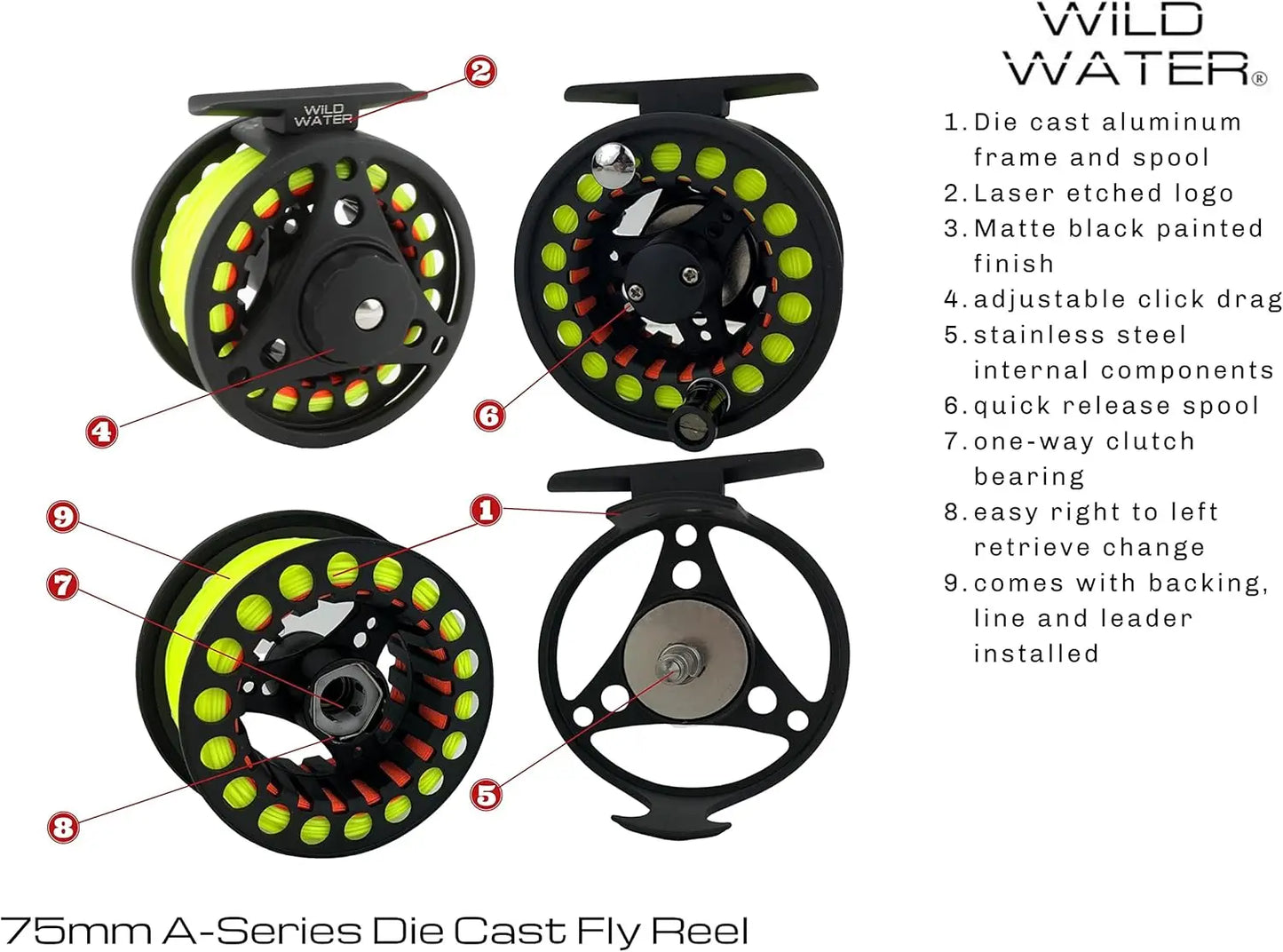 Graphite Fly Rod Combo With Die Cast Reel Flies Case
