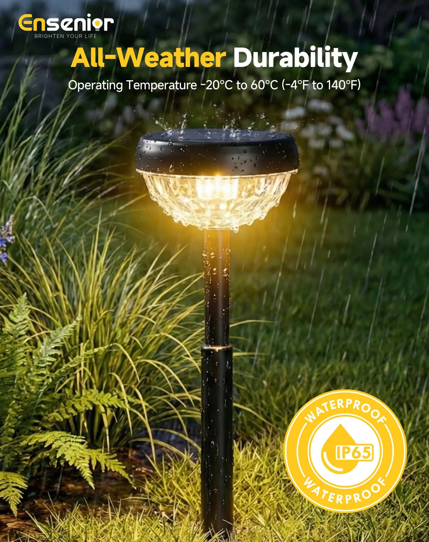 Solar Pathway Lights 8 Pack Adjustable Height LED IP65 Waterproof Outdoor