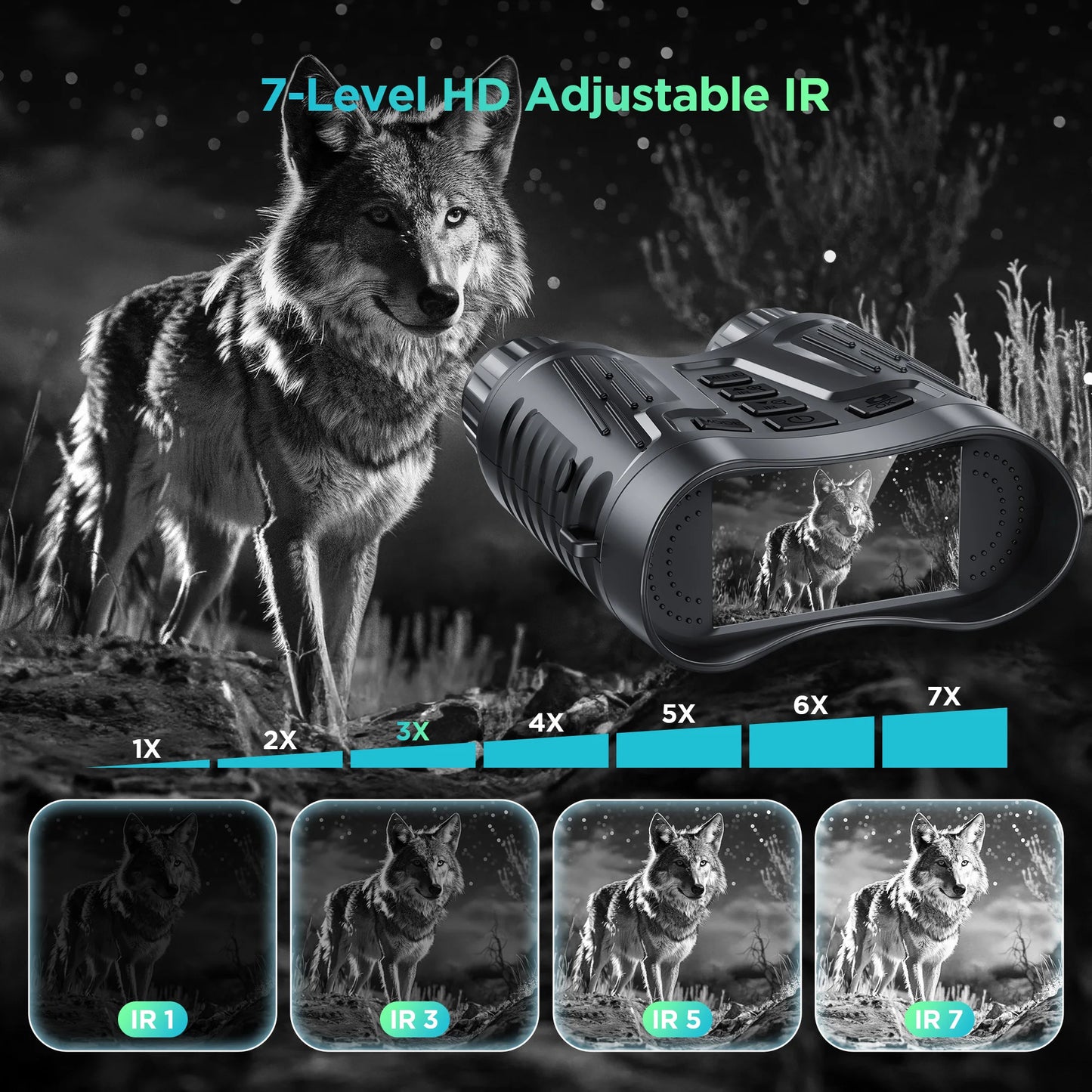 Letcmoi Rechargeable Night Vision Binoculars 8x Digital Zoom