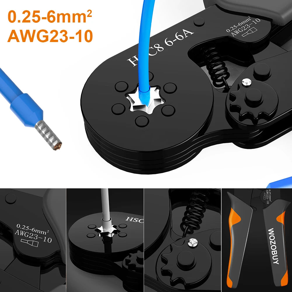 WOZOBUYDIY Ferrule Crimping Tool Kit Ratchet Wire Stripper Crimpers