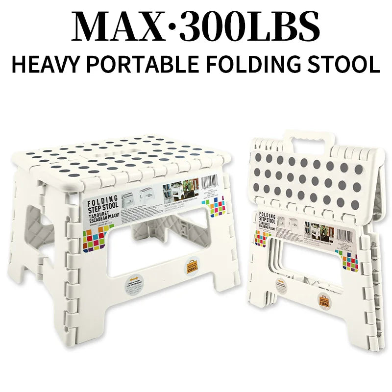 Foldable Portable Step Stool With Handle Heavy Duty Plastic
