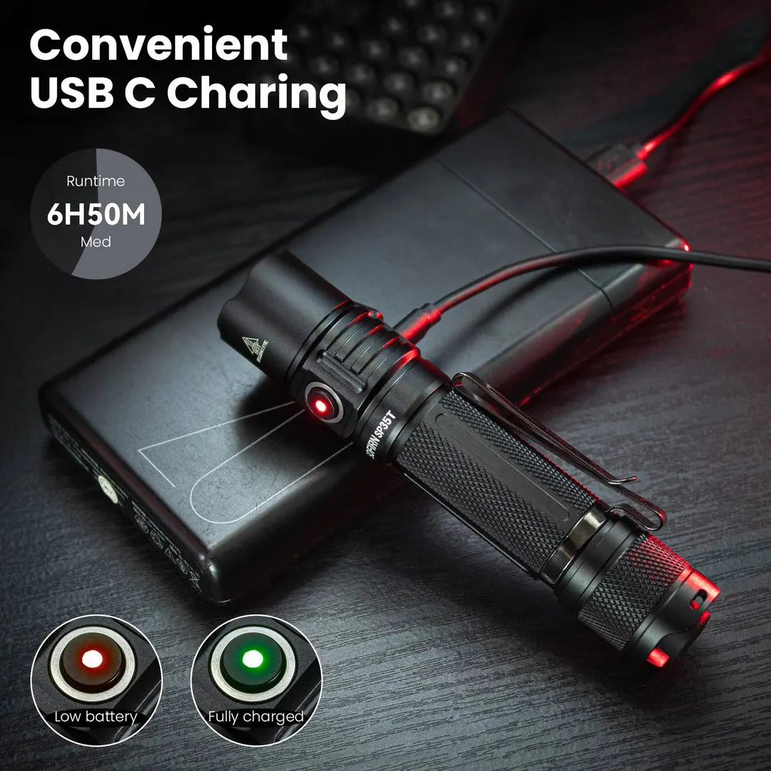Sofirn SP35T 3800lm Tactical 21700 Flashlight USB C Rechargeable Torch