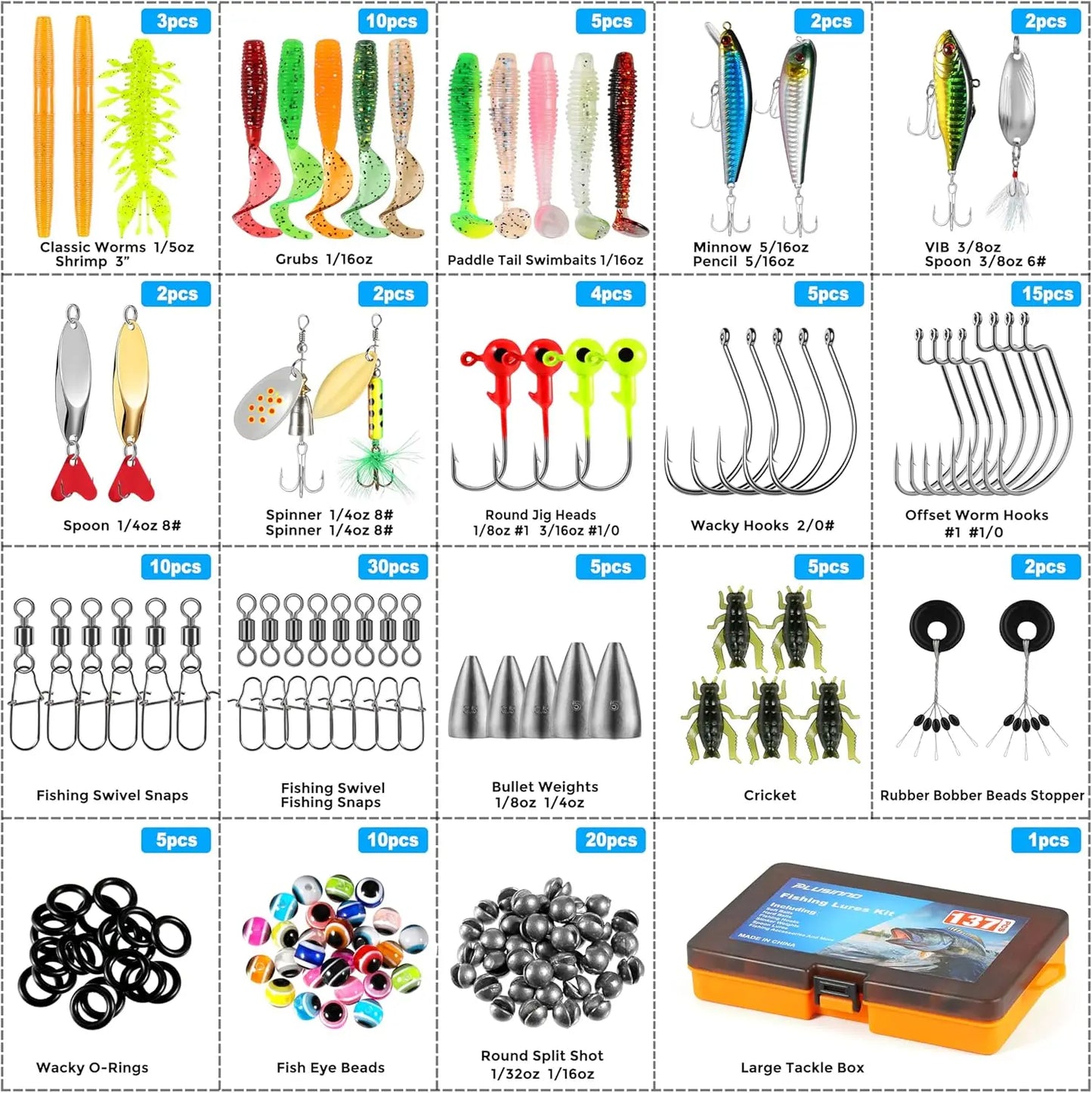 137 Piece Fishing Tackle Box With Lures And Accessories