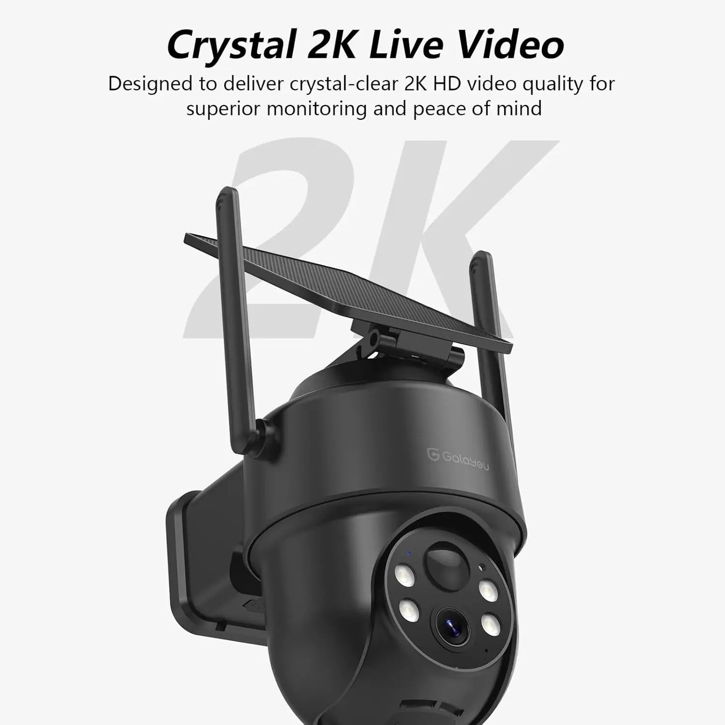 Wireless Outdoor Security Camera 2K Night Vision Alexa Solar