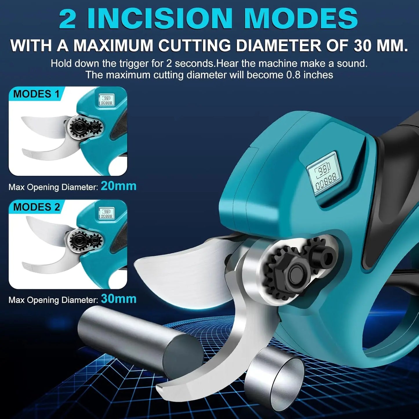 Cordless Electric Pruning Shears With LCD Display And SK5 Blade