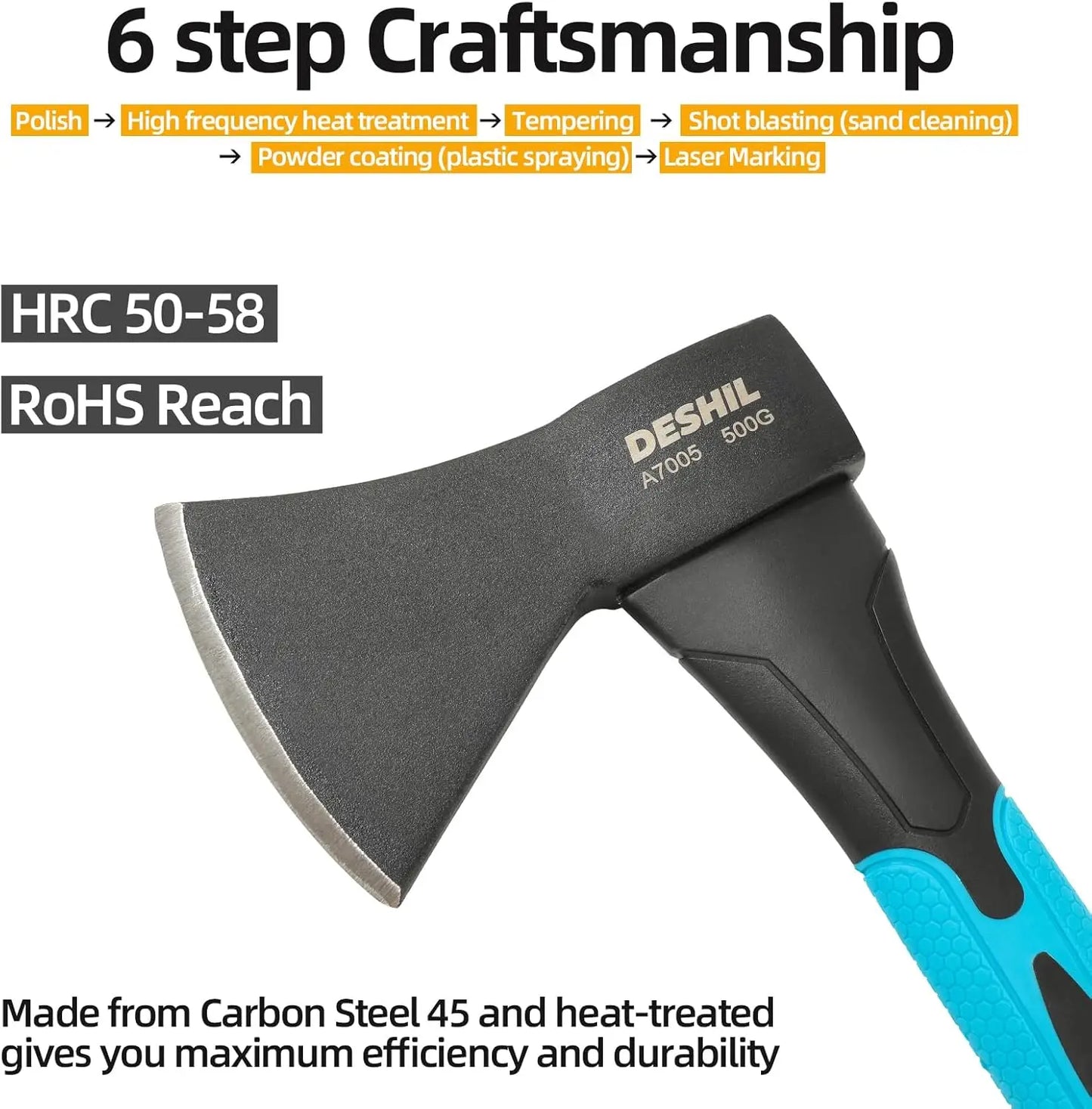 Outdoor Hatchet With Forged Carbon Steel Head And Anti Slip Fiberglass Handle