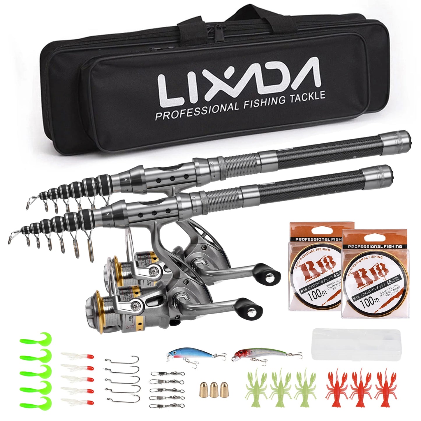 Telescopic Fishing Rod And Reel Combo Set Carbon Fiber Portable