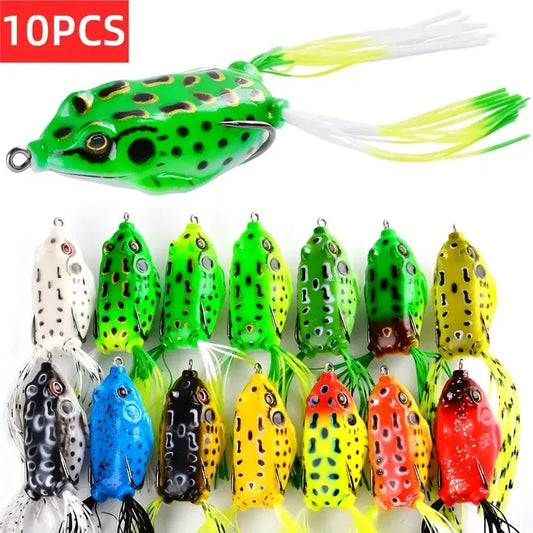 10pcs Frog Shape Soft Tube Lure With Hooks Saltwater Fishing
