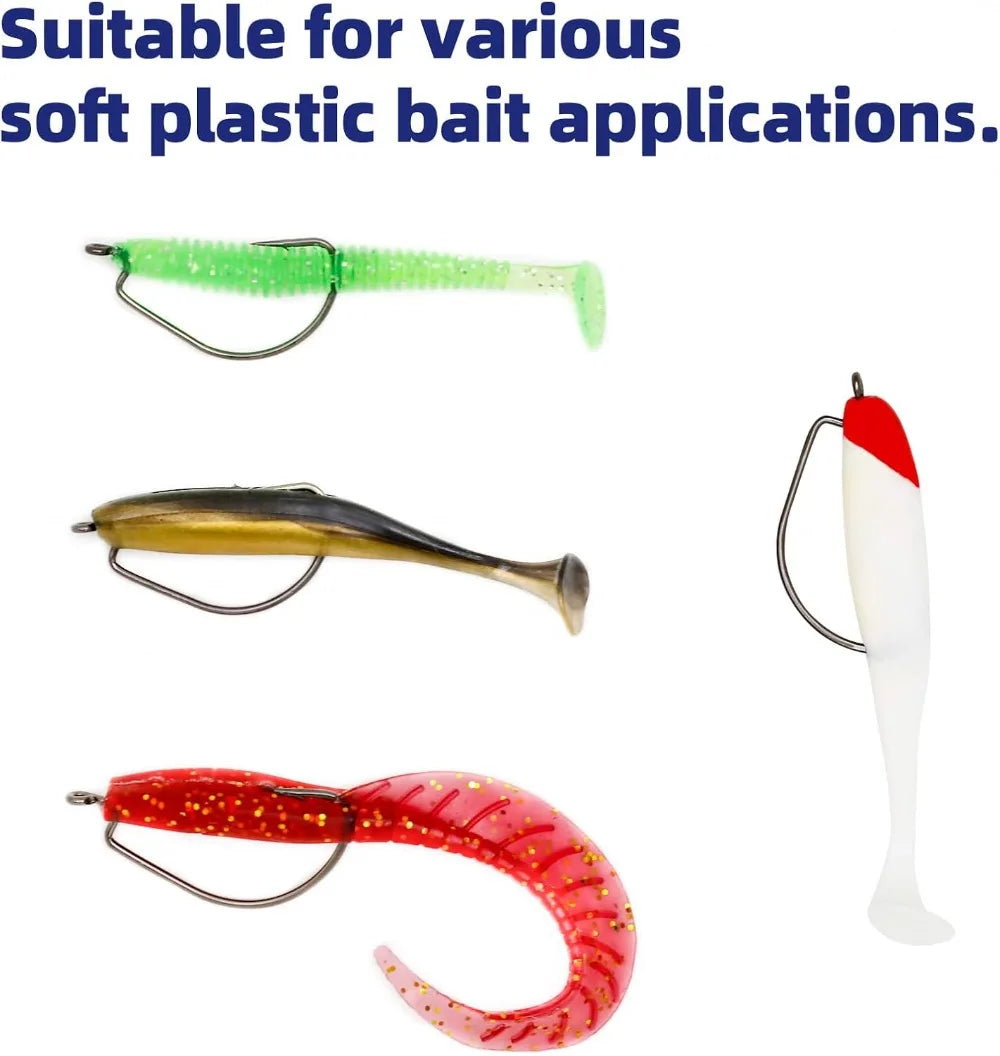 EWG Offset Worm Hooks For Bass Fishing 2X Strong Performance
