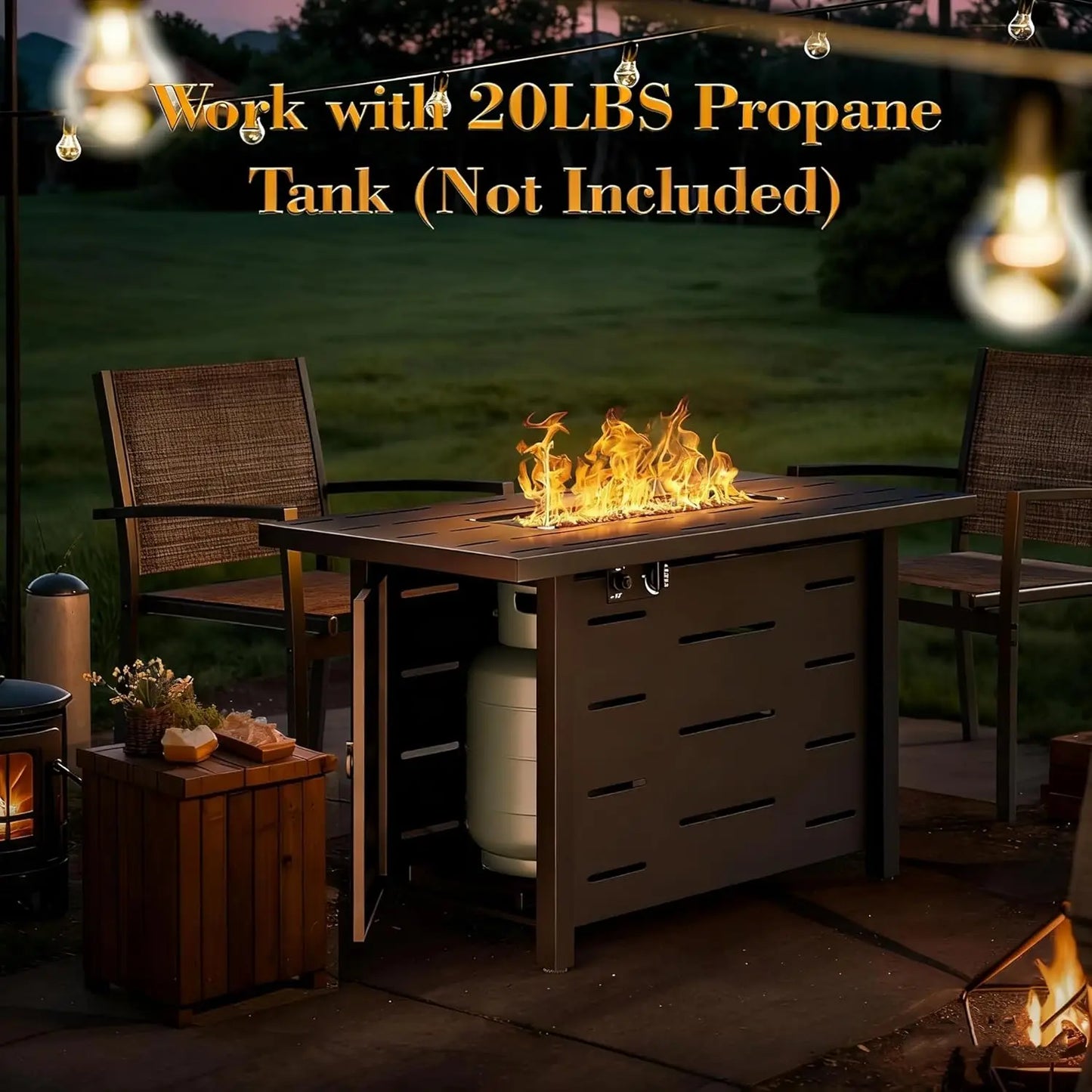Propane Fire Pit Table Stainless Steel Outdoor Patio 50000 BTU
