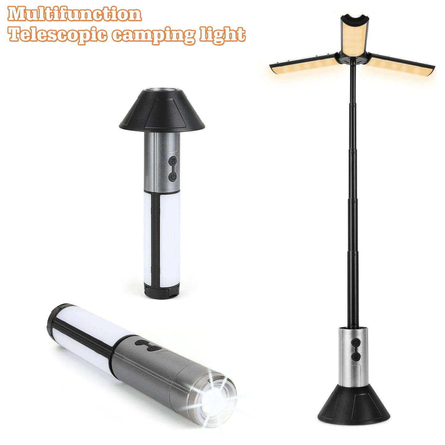 2 In 1 Rechargeable Camping Lantern And Flashlight Telescopic Outdoor Hook